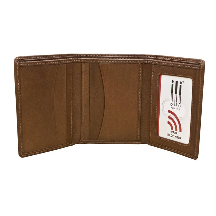 Trifold Men's Wallet with Inside I.D. Window - Toffee