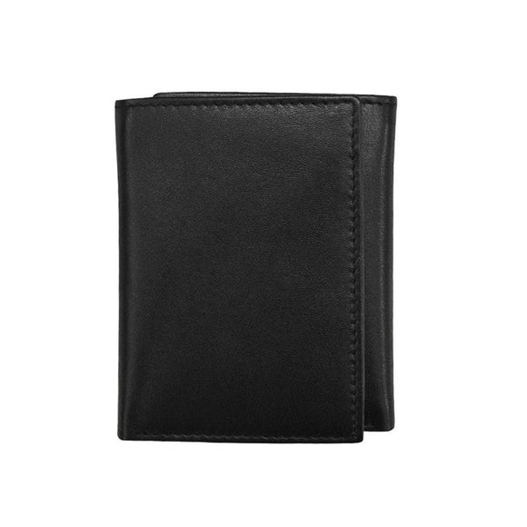 Trifold Men's Wallet with Inside I.D. Window - Black