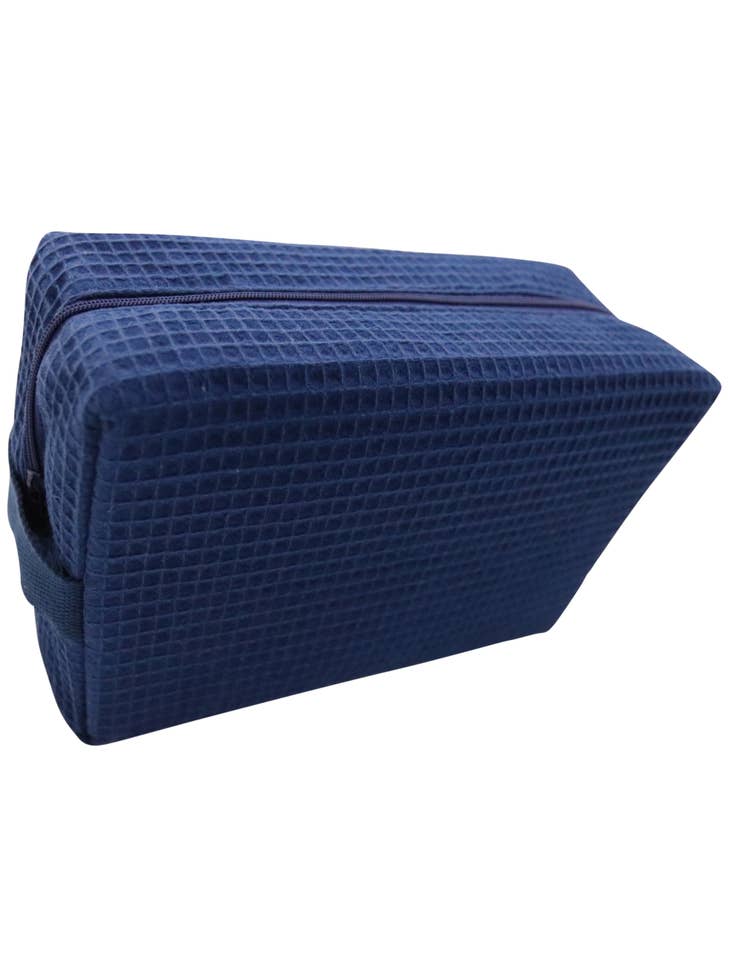 Cotton Waffle Large Cosmetic Bag - Navy