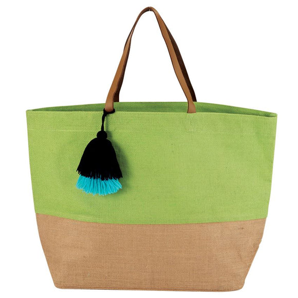 Mud Pie Two Tote Jute Bag - Green
