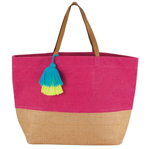 Mud Pie Two Tone Jute Bag - Pink