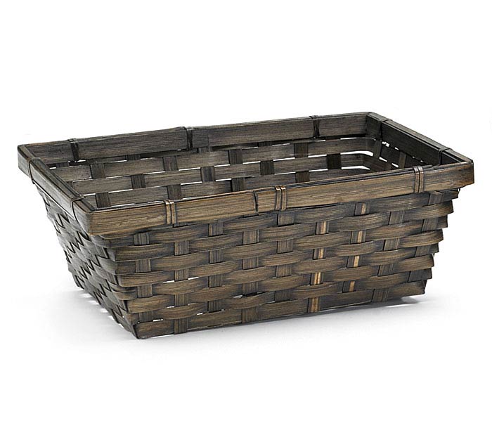 Burton & Burton Basket - Rectangle Dark Stain Bamboo (10")