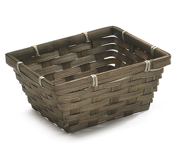 Burton & Burton Basket - Small Rectangle Dark Stain Bamboo