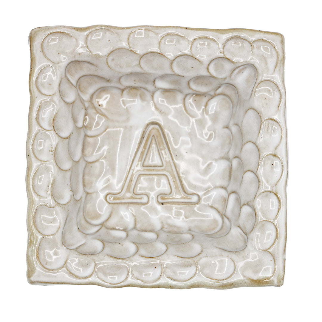 Fingerprint Monogram Bowl w/Letter A - High Cotton