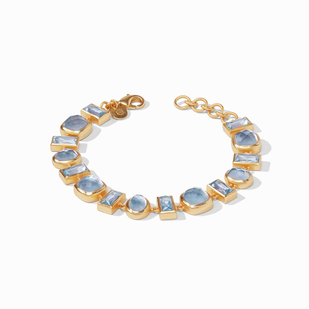 Julie Vos Antonia Tennis Bracelet - Gold Iridescent Chalcedony Blue