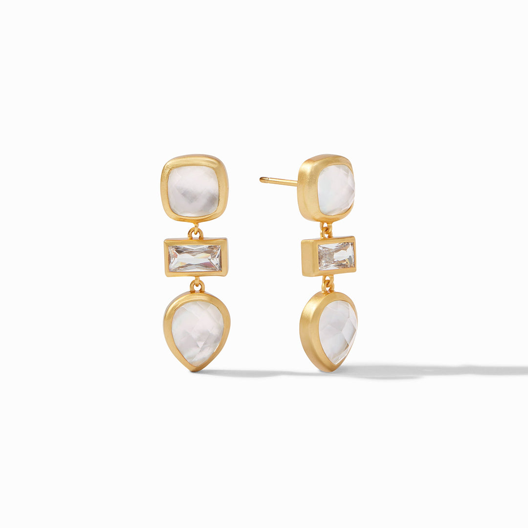 Julie Vos Antonia Tier Earrings - Gold Iridescent Clear Crystal