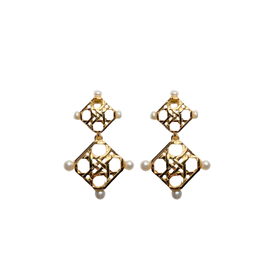 Donohue Collection Avignon Double Wicker Gold Earrings