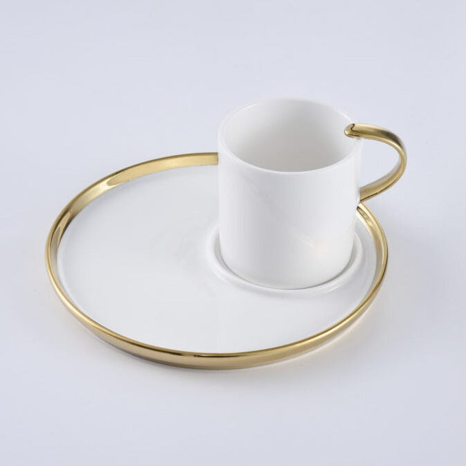 Pampa Bay Cappuccino Cup and Plate - White/Gold