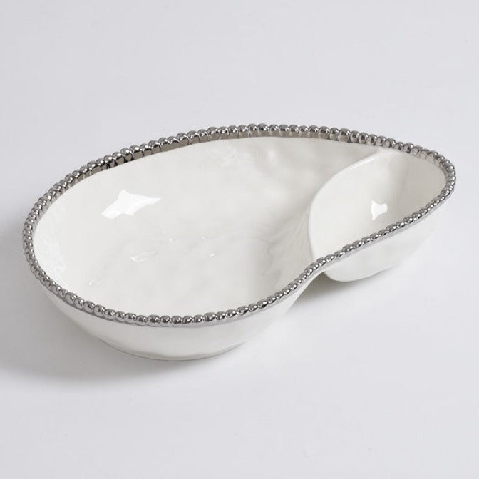 Pampa Bay Salerno 2 Section Serving Piece - White/Silver