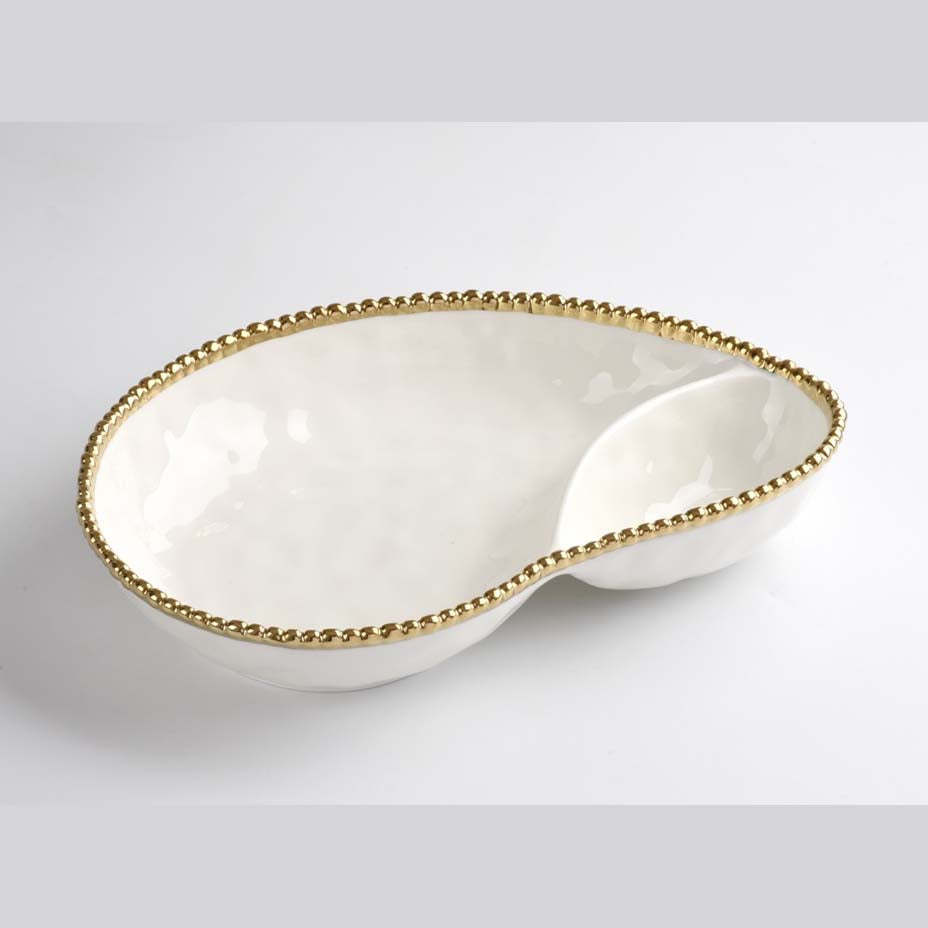 Pampa Bay Golden Salerno 2 Section Serving Piece - White/Gold