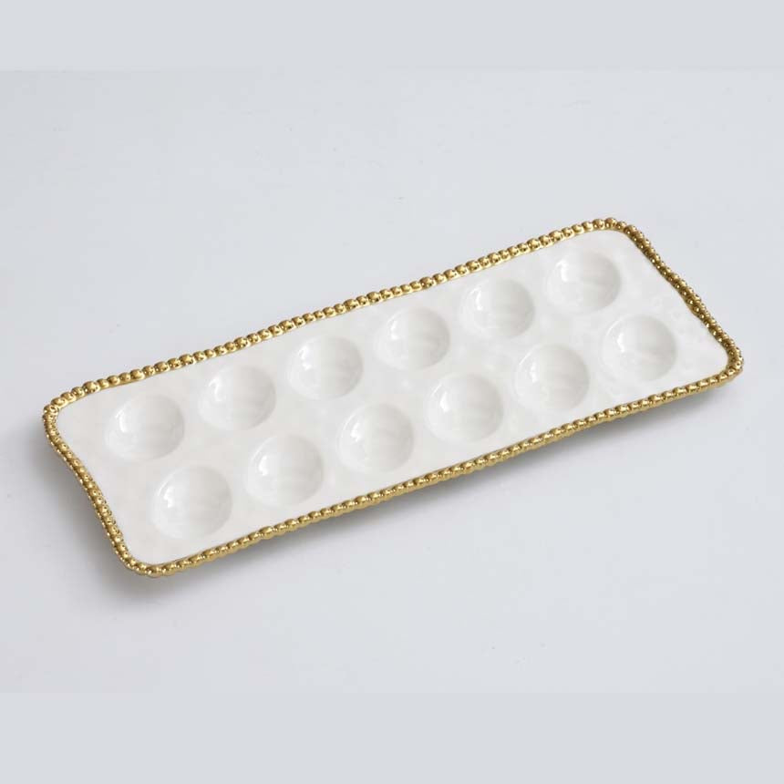 Pampa Bay Golden Salerno Devilled Egg Tray - White/Gold
