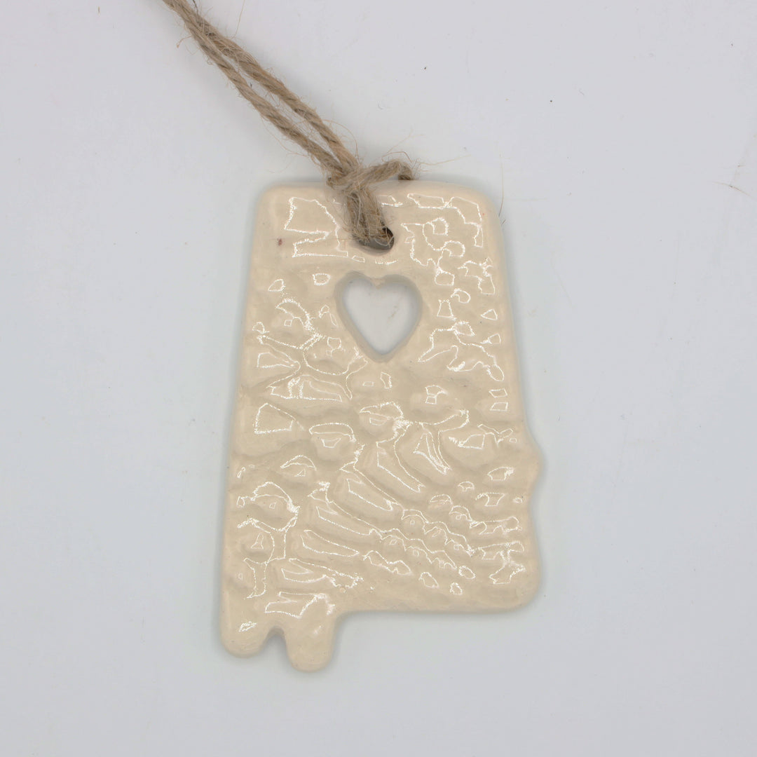 White Alabama State Ornament - Oster Shell/White