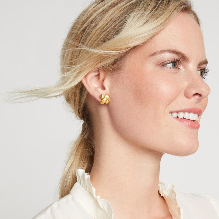 Julie Vos Catalina X Stud Earrings - Gold