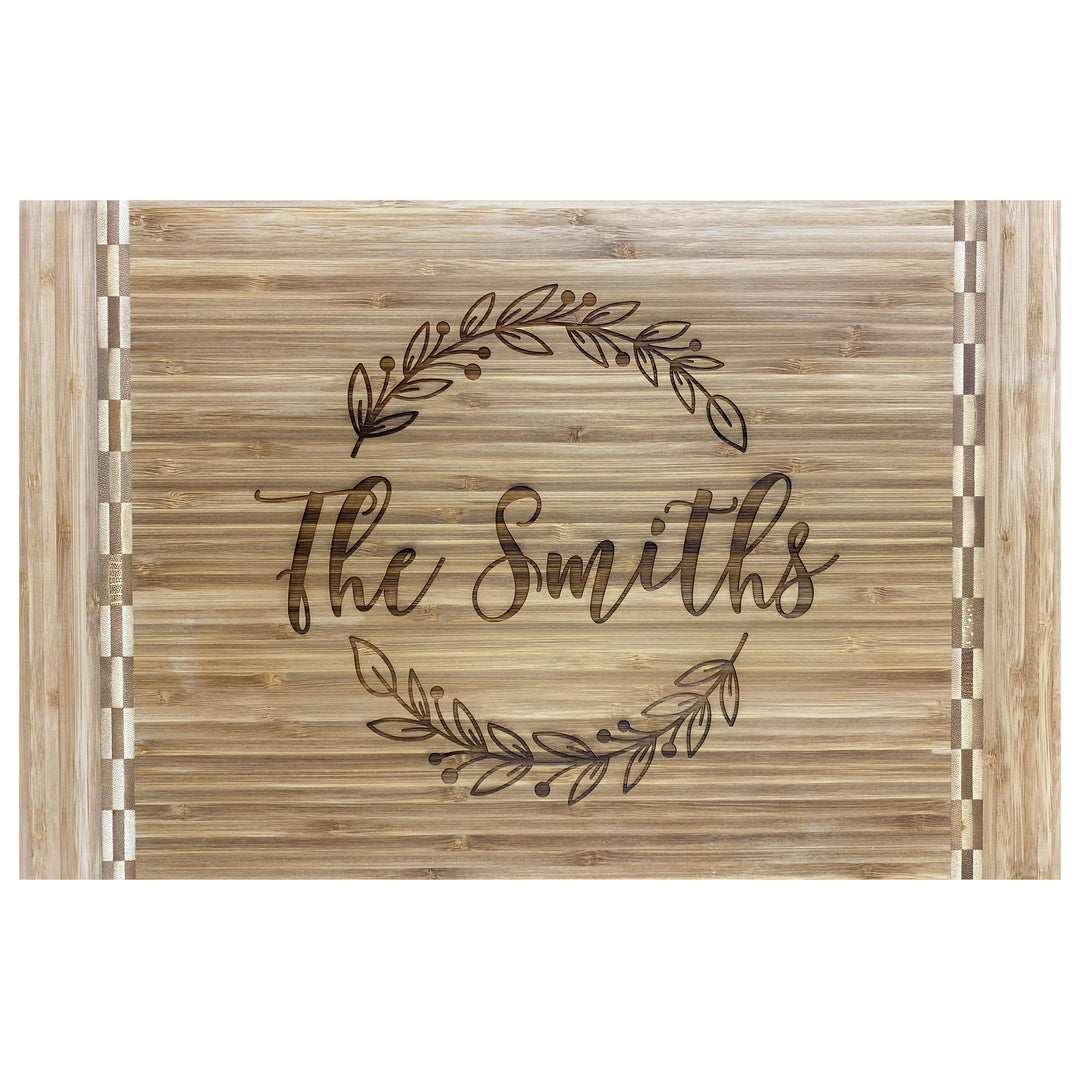 Bamboo Cutting Board with Butcher Block Inlay 18 ¼"x 12"