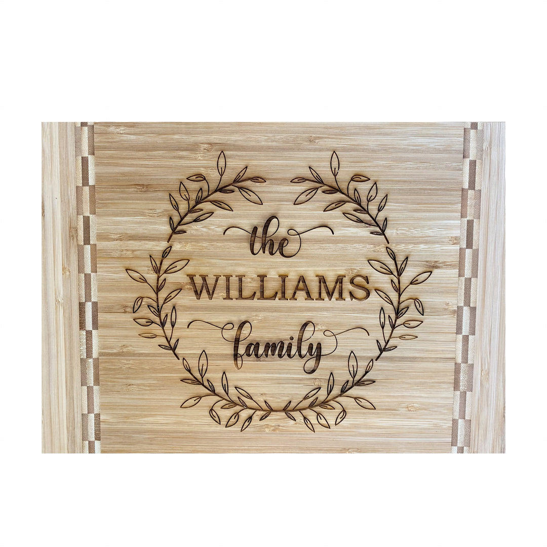 Bamboo Cutting Board with Butcher Block Inlay 15" x 10 ¼"