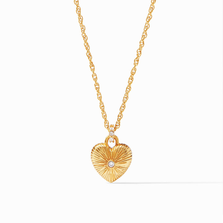 Julie Vos Esme Heart Solitaire Necklace - Gold Cubic Zirconia