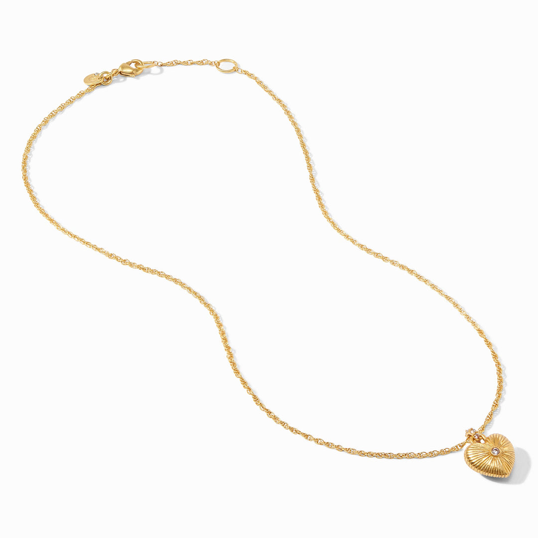 Julie Vos Esme Heart Solitaire Necklace - Gold Cubic Zirconia