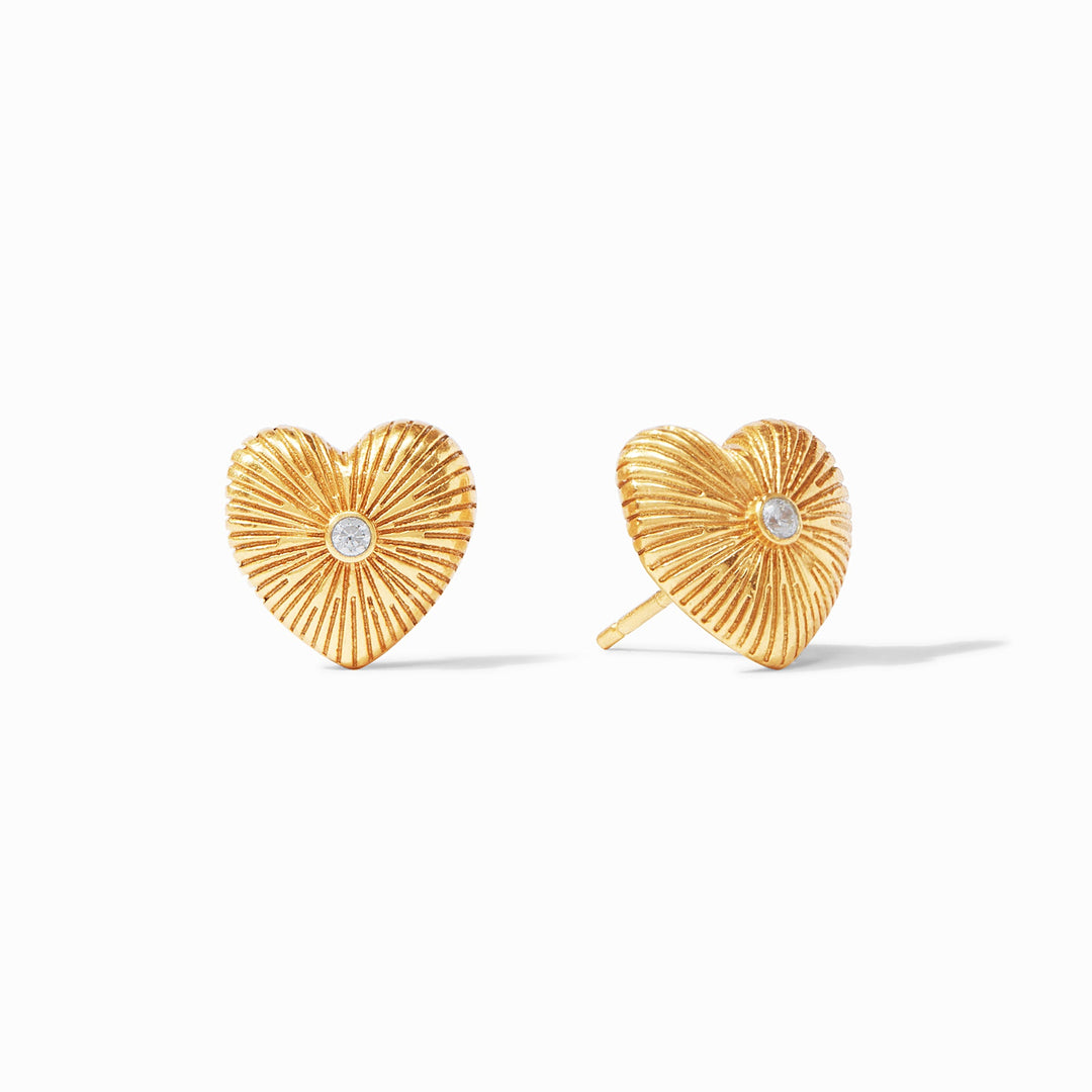Julie Vos Esme Heart Stud Earrings - Gold Cubic Zirconia