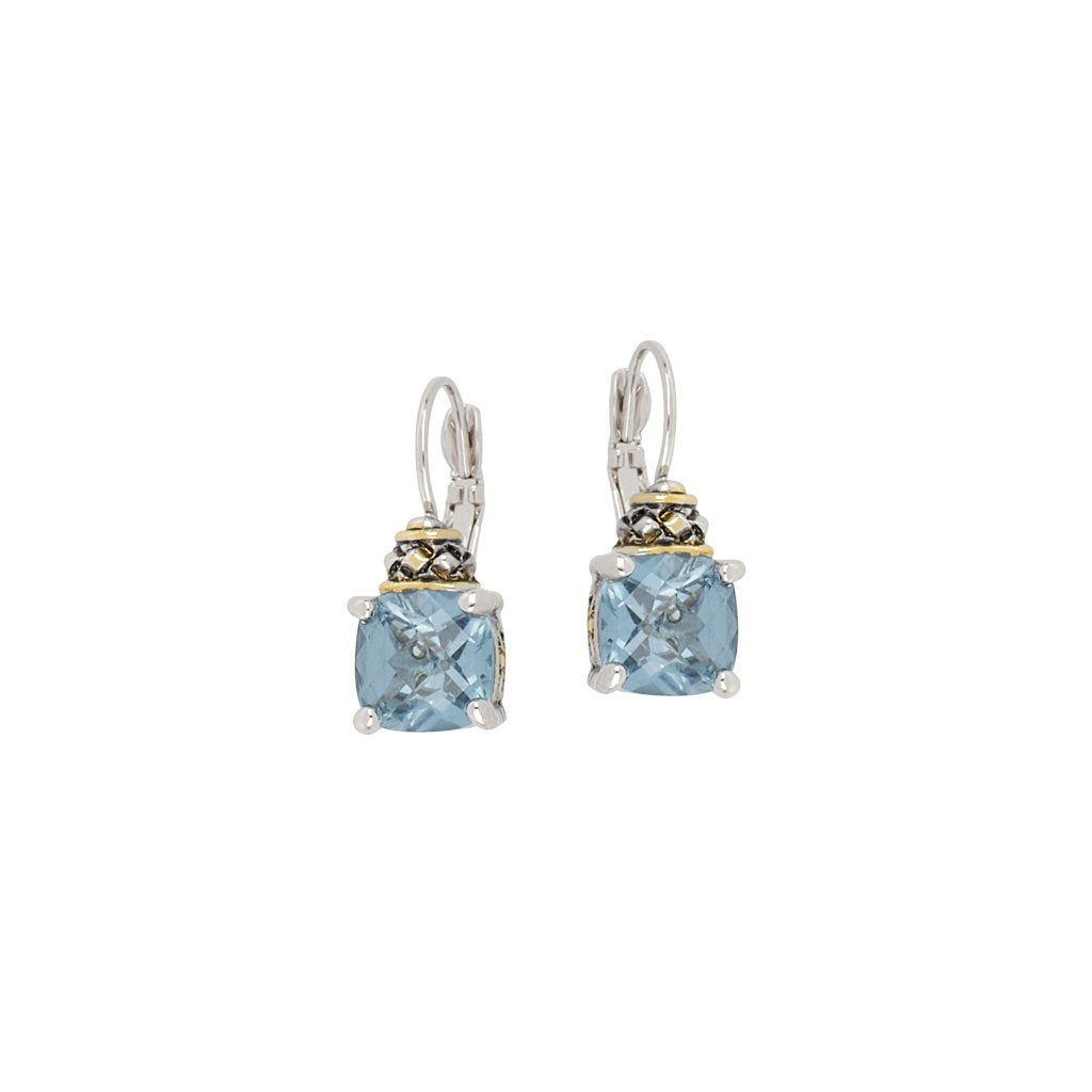 John Medeiros Anvil Collection Square Cut French Wire Earrings - Aqua