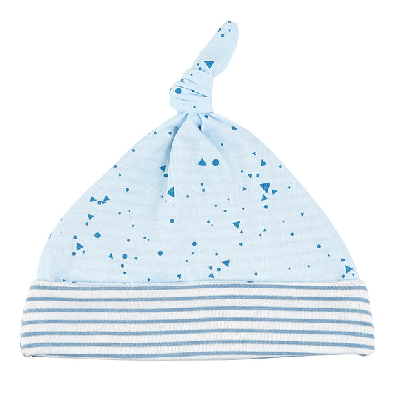 Stephan Baby Newborn Knit Hat - Blue Geo Stripe