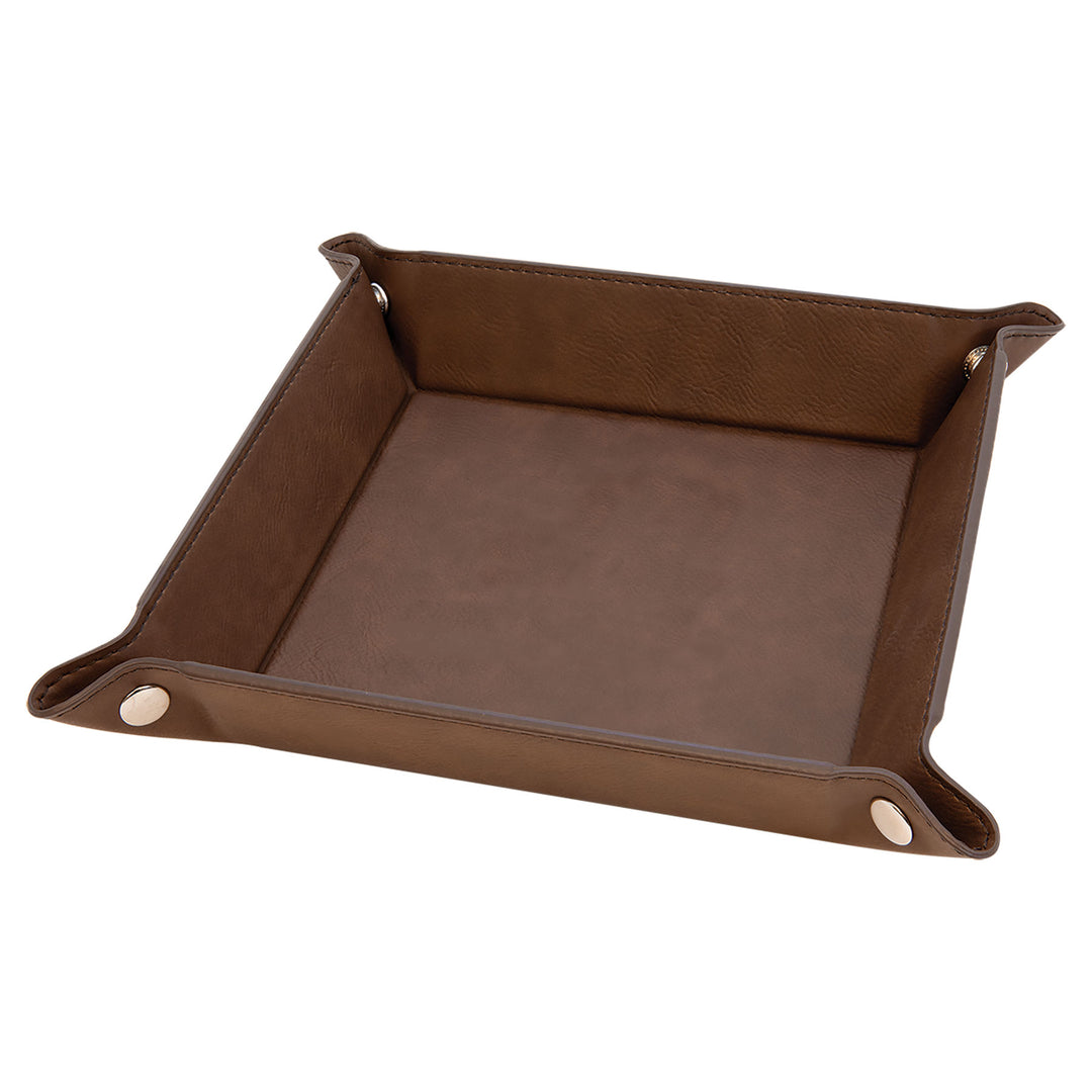 Leatherette Snap Up Tray Dark Brown