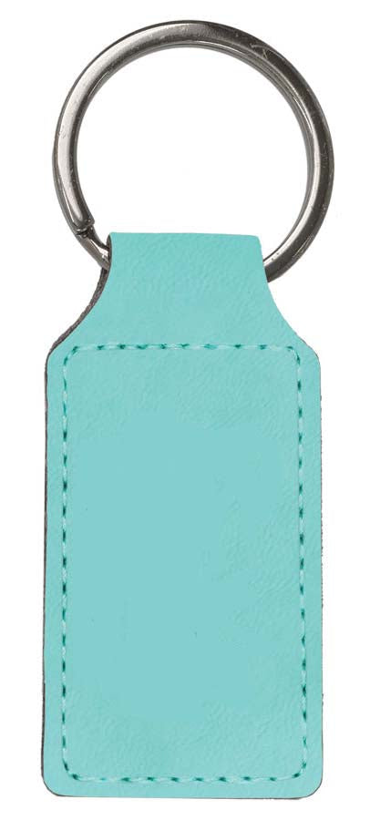 Teal Leatherette Rectangle Keychain