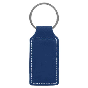Blue Leatherette Rectangle Keychain