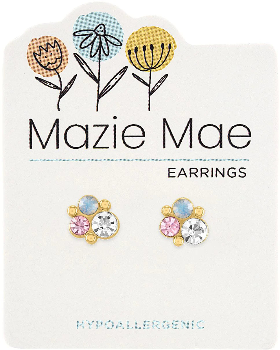 Mazie Mae White Opal & Vintage Rose Cluster Stud Earrings