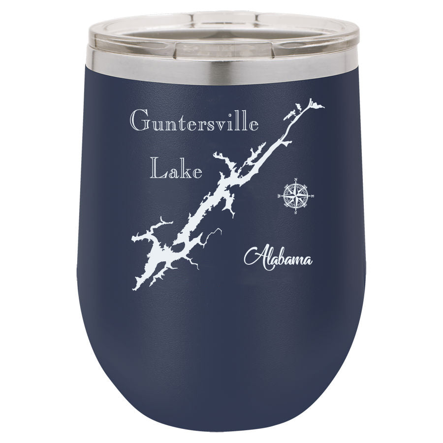 Guntersville Lake12oz Navy Blue Stemless Tumbler