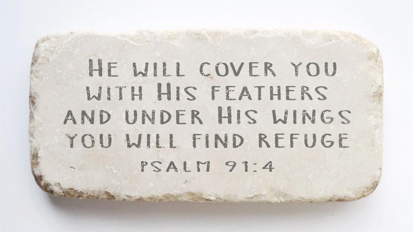 Twelve Stone Art Psalm 91:4 Scripture Stone (4 x 2 x 1")