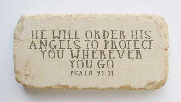 Twelve Stone Art Psalm 91:11 Scripture Stone (4 x 2 x 1")