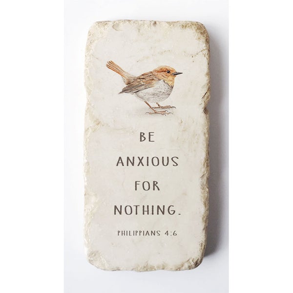 Twelve Stone Art Bird Philippians 4:6 Scripture Stone (4 x 2 x 1")