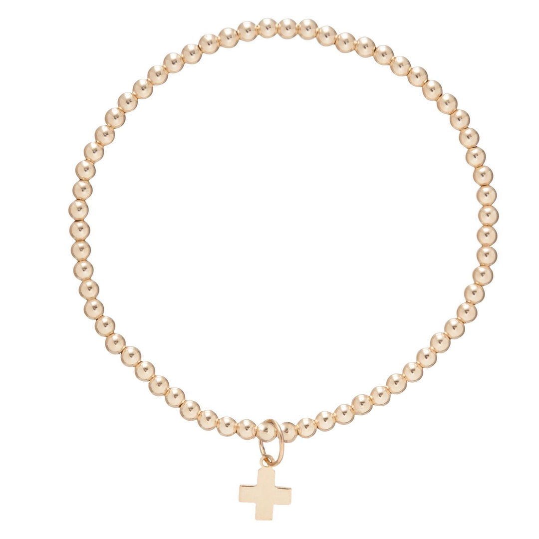 enewton Classic Gold 3mm Bead Bracelet - Signature Cross Gold Charm