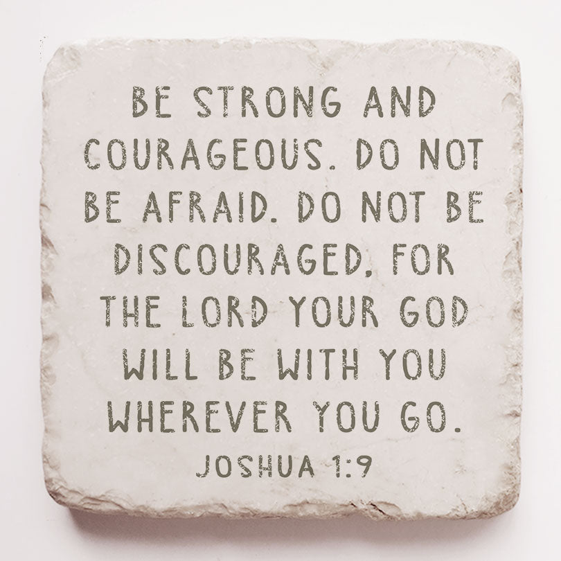 Twelve Stone Art Joshua 1:9 Scripture Stone (2 x 2 x ⅜") Magnetic