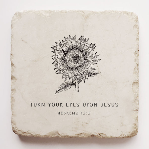 Twelve Stone Art Hebrews 12:2 Scripture Stone (2 x 2 x 1")