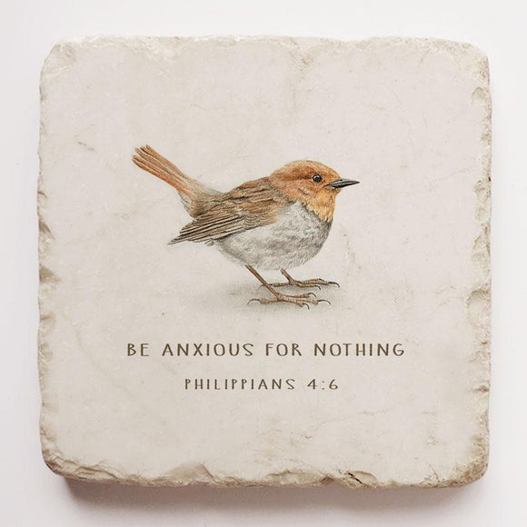 Twelve Stone Art Bird Philippians 4:6 Scripture Stone (2 x 2 x 1