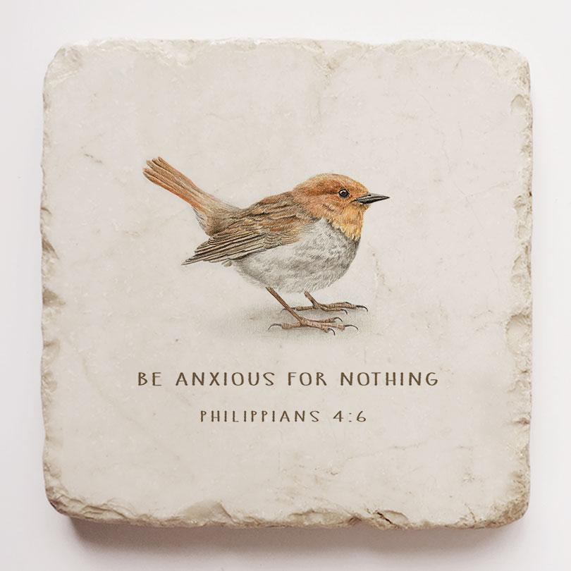 Twelve Stone Art Bird Philippians 4:6 Scripture Stone (2 x 2 x ⅜") Magnetic