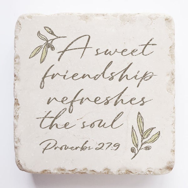 Twelve Stone Art Proverbs 27:9 Scripture Stone (2 x 2 x ⅜") Magnetic
