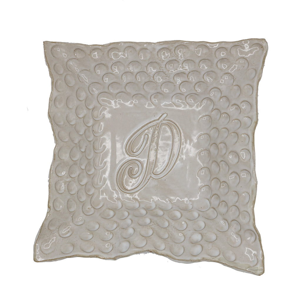 Fingerprint Large Square Monogram Bowl w/Letter D - High Cotton