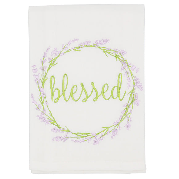 HBAT Wheat Towel - Lavender Wreath Blessed