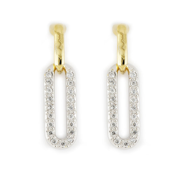 John Medeiros Diamante Large Link Pavé Post Earrings - Gold