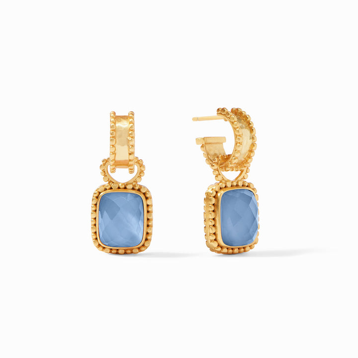 Julie Vos Marbella Hoop & Charm Earrings - Iridescent Chalcedony Blue