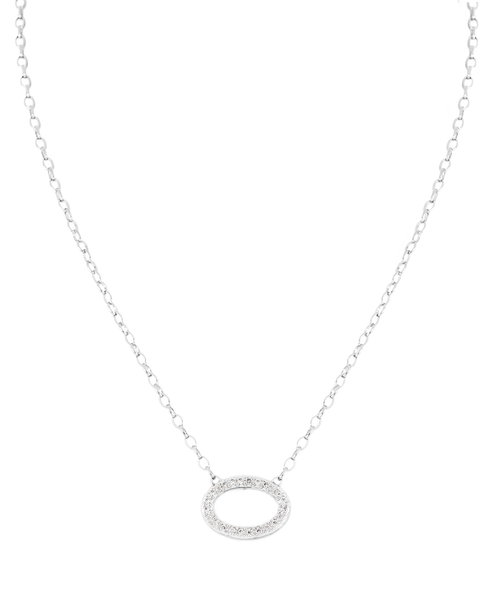 John Medeiros Aldrava Oval Pavé Necklace - 16-18" Rhodium