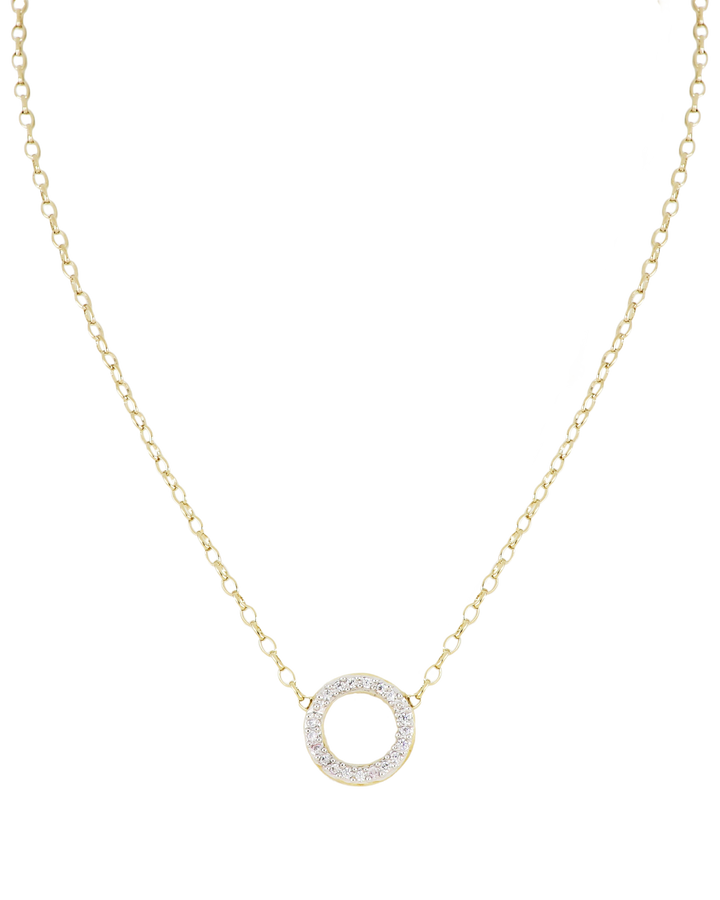 John Medeiros Aldrava Circle Pavé Necklace - 16-18" Gold Chain