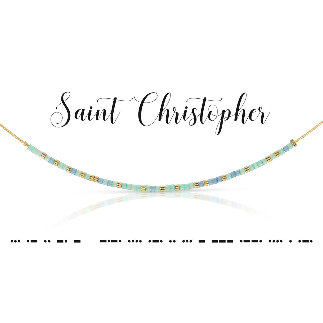 Dot & Dash Morse Code Necklace - Saint Christopher