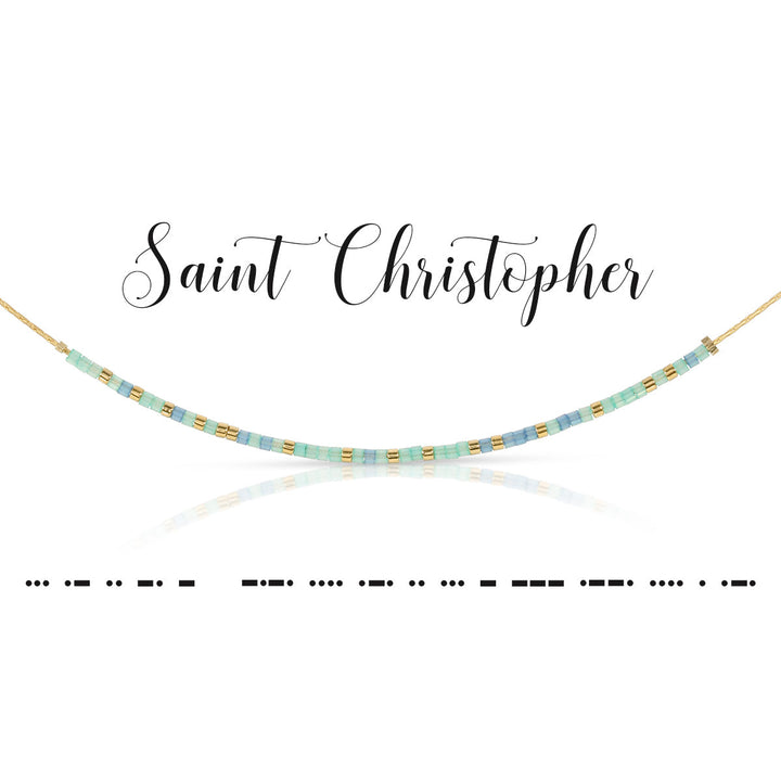 Dot & Dash Morse Code Necklace - Saint Christopher