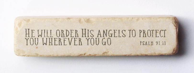 Twelve Stone Art Psalm 91:11 Scripture Stone (4 x 1 x 1")