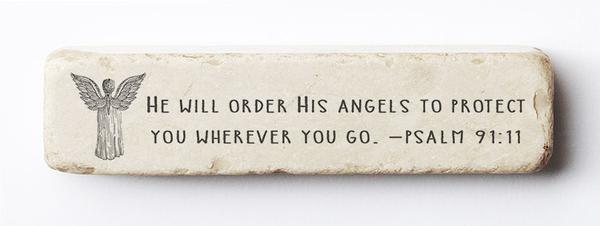 Twelve Stone Art Angel Psalm 91:11 Scripture Stone (4 x 1 x 1")
