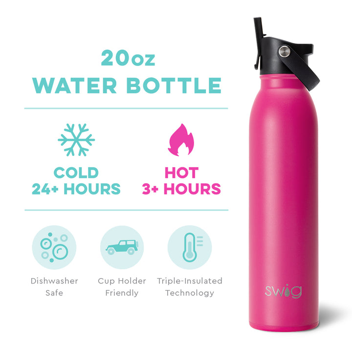 PGD Swig Flip + Sip 20oz Water Bottle - Hot Pink w/Personalization