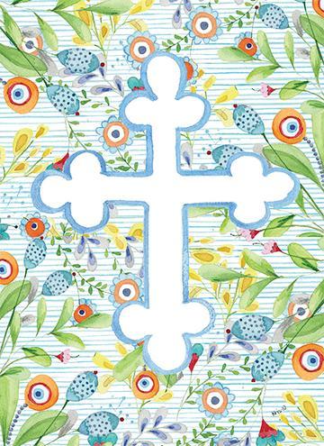 Kris-10's Creations Blue Floral Cross Card